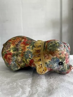 VTG Floral Decoupage Chintz Pig Ceramic Decor Figurine • $26.55