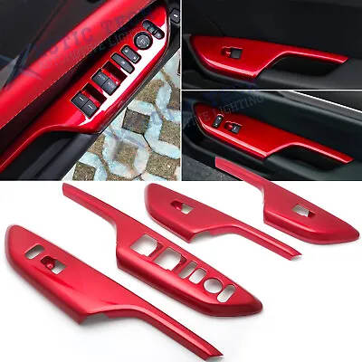 Red Interior Door Window Lock Switch Panel Cover Trims For Honda Civic 2016-up • $24.95
