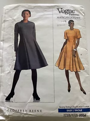 Vogue 2354 Vintage 1989 Geoffrey Beene Ladies Sewing Pattern 34 36 38  Free Post • £6.75