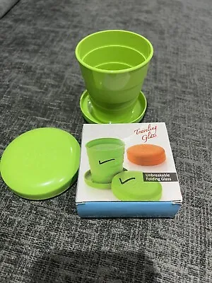 Folding Plastic Travel Glass Mug Cup Collapsible ~ GREEN  • £5.99
