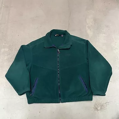 Vintage Eddie Bauer EBTEK Green Full Zip Fleece Sweatshirt Made USA 90s • $24.99