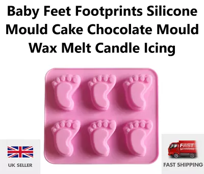 Baby Feet Footprints Silicone Mould Cake Chocolate Mould Wax Melt Candle Icing • £3.25