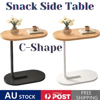 C Shaped End TableSnack Side Table Slide Under Couch SofaSmall End Table Oval • $69.95