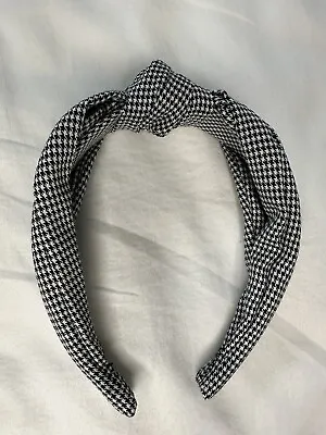 J Crew Women’s Houndstooth Top Knot Headband Black And White • $16