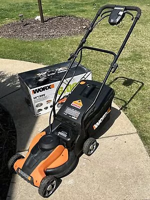 Worx 14-in Cordless Electric Push Lawn Mower 24v W/ Charger And Box READ • $139.97