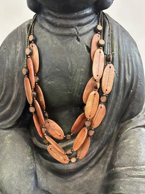 £1.99 • Buy M&S Brown Wooden Beaded Necklace