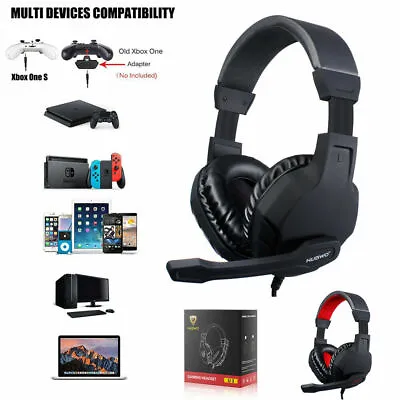 $18.99 • Buy Fr PC PS4 Xbox One 3.5mm Gaming Headset Stereo Mic Volume Control LED Headphones