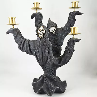 Martha Stewart Halloween Large Grim Reaper Skeleton 4 Arm Candle Holder 15  • $74