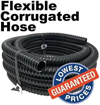 Black Corrugated Flexible Pond Hose Fish Garden Pump Marine Flexible Pipe • £88.86