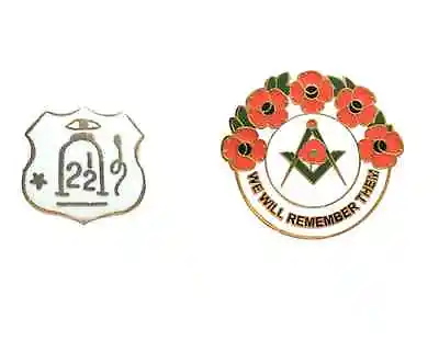 £9.99 • Buy Orange Lodge Shield Shape 2 1/2 Badge And Masonic We Will Remember Enamel Badge