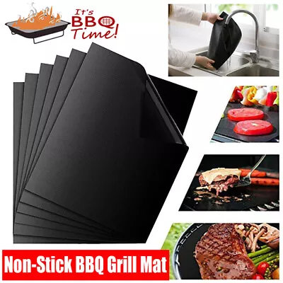 1/3/9 BBQ Grill Mat Reusable Sheet Resistant Non-Stick Barbecue Bake Meat AU • $4.04