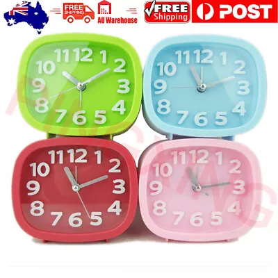 Battery Operated Alarm Clock Digital No Tick With Night Light Bedside Clocks AU • $19.12