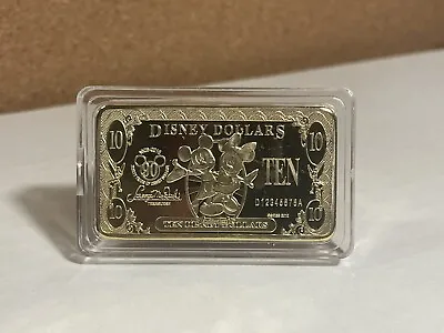 Disney Challenge Coin Disney Dollars $10 Gold 90th Anniversary Mickey Mouse Coin • $54.99