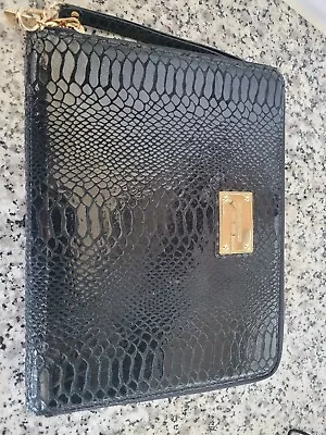 Michael Kors MK 1981 Logo Black Snakeskin W Gold Hardware & Interior Ipad Case  • $24.99