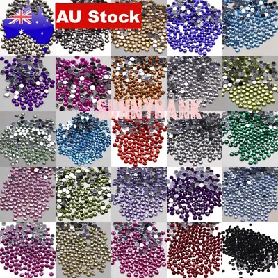 $3.99 • Buy 100-500 Crystal Rhinestones Non-HotFix Assorted Flat Back Nail Art Craft 2mm-6mm