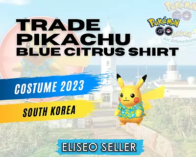 Trade Pikachu Blue Citrus Shirt - Pokemon Pikachu South Korea GO - Jeju Island • $2