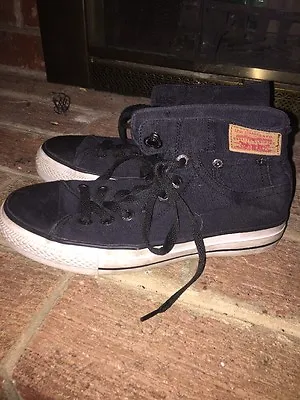 LEVI STRAUSS Jeans Womens Black CANVAS HIGH TOP Athletic Sneakers SHOES Sz 5.5 ❤ • $23