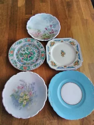 Vintage Mismatched China Side  Plates Cake 8  - Set X 5 Bundle Joblot - Floral • £10
