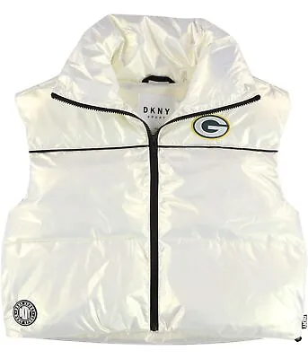 DKNY Womens Green Bay Packers Pearlescent Puffer Vest Metallic Small • $67.19