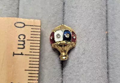 Tiny Vintage CABOUCHON Balloon Pin 18ct Gold Plate Enamel & Cubic Zirconia • £3.99