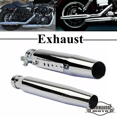 For Harley Bobber Chopper Cafe Racer 2x Motorcycle Exhaust Muffler Pipe 385mm • £142.60