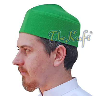 MUSLIM FASHION Green Soft Moroccan Fez-style Kufi Hat Faux Felt Rigid Prayer Cap • $13.49