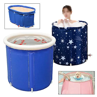 $38.50 • Buy Portable Bathtub Inflatable Water Tub Foldable Adult Spa Bath Bucket Indoor Blue