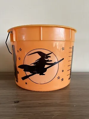 Vintage Plastic Orange Halloween Trick Or Treat Bucket Pail Shamrock Made In USA • $15