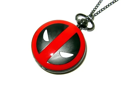 Deadpool Logo Pocket Watch Necklace Red And Black The Avengers Great Quality! • $33.95