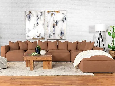 Modern Furniture - Living Room Brown Fabric Modular Sofa Couch Sectional Set R7J • $2295.74