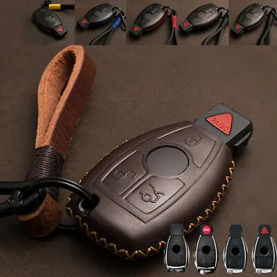 $27.93 • Buy Real Leather Car Key Fob Case Cover Holder For Mercedes Benz C E CLA ML GLK AMG