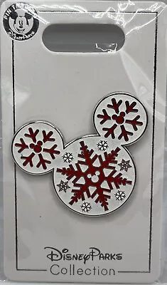 Mickey Icon Red And White Snowflake Holiday Christmas Pin. FREE SHIPPING • $15.99