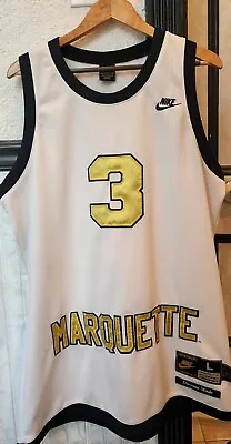 VTG Nike Marquette Golden Eagles Dwyane Wade Jersey 3 Mens Large SEWN College • $89.99