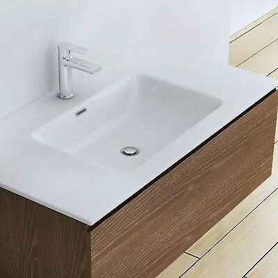 Bathroom Stone Resin Wash Basin Sink Vanity Semi Recessed Rectangular 900x480mm • £104.45