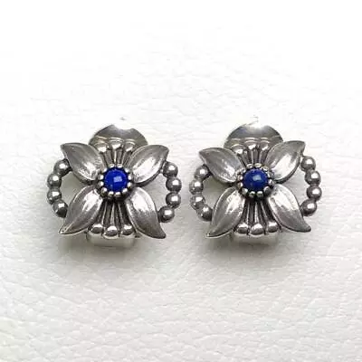 Georg Jensen SV925 Lapis Lazuli Earrings 1998 Flower Vintage • $247.81