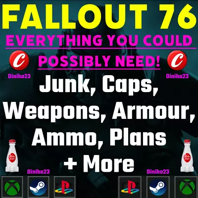 FALLOUT 76 - Junk Caps Weapons Armour Sets Ammo Plan PC/PLAYSTATION/PS/XBOX • $19.83