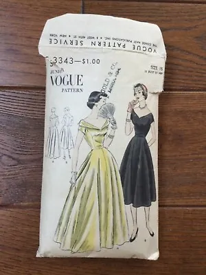 Vintage Sewing Pattern Vogue Evening Dress S-3343 Sz 15 1950 Complete • $20