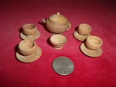 Vintage Miniature Dollhouse Lot Of Wooden Dishes Bowls Teapot 11 Pc VGUC • $15.99