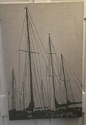 Vintage  MARUSHKA Framed CANVAS Mid-Century ART PRINT 24x36 Sailboat RARE EARLY • $149