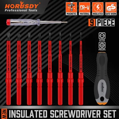 1000V Insulated Screwdriver Set 10Pcs Interchangeable Magnetic Tips Electricion • $19.79