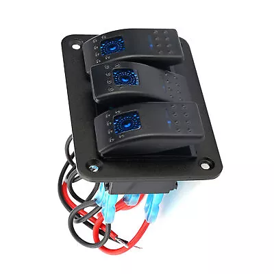 3 Gang 12-24V Toggle Rocker Switch Panel With LED Light For RV Car Marine Boat • $32.79
