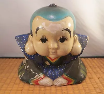 Antique Japanese Ceramic Fukusuke 福助 Money Box Statue Doll Lucky Cat Japan • $34.99