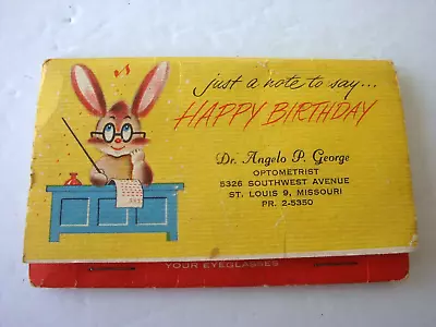 Vintage Dr Angelo George 5326 Southwest Ave St Louis Optometrist Eyeglass Tissue • $16.99