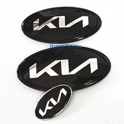 3X Black KN Front Emblem Trunk WITH Pins Steering Badge For K5 K3 FORTE OPTIMA • $19.95