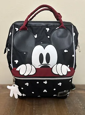 DISNEY Bioworld Large Mickey Mouse Big Face Peek-a-Boo Backpack Pockets Embossed • $34.99