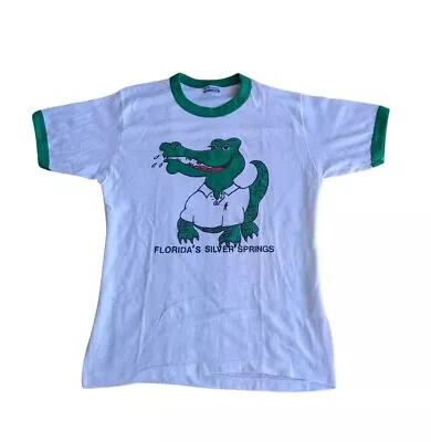 Vintage 80s Florida Silver Springs Gator Ringer Tourist T-shirt Mens M • $15.99