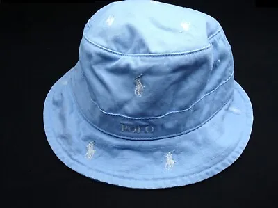 New! Polo Ralph Lauren Hat -s/m -blue White Allover Pony Dot Bucket Chino Twill • $39.99