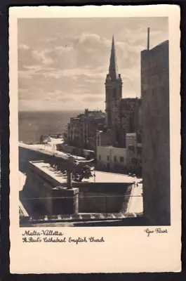 Malta Valletta St Pauls Cathedral English Church RP Postcard - Sapienza Library • £4