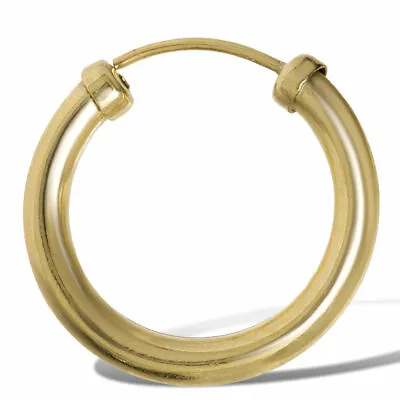 9ct Gold 15mm Capped Sleeper Hoop Mens Earring - (Single Earring) • £19.95