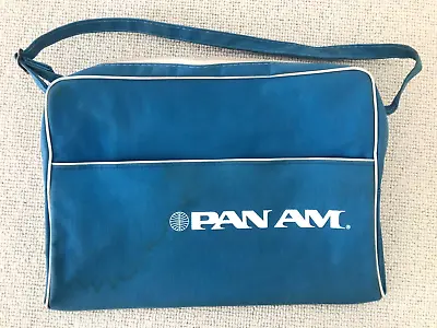 1970s Vintage Blue Pan American World Airways Shoulder Bag 15” X 10” X 5” • $24